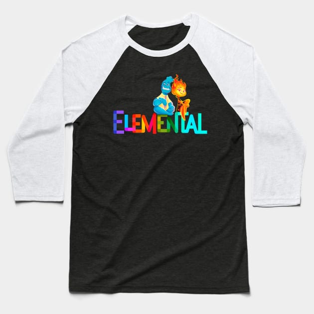 Elemental Fire and Water Baseball T-Shirt by Scud"